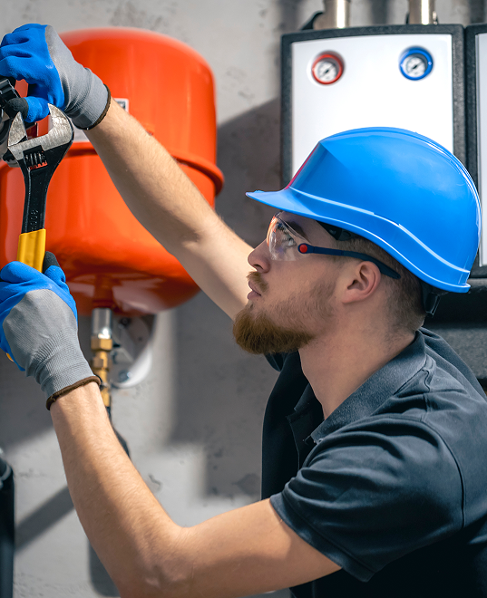 Plumber at work